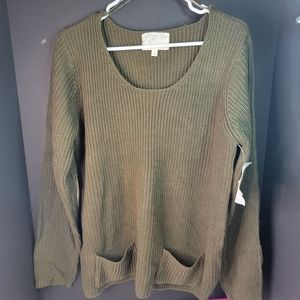 Debbie Morgan Sweater Green Women's L Long Sleeves Oversized Top